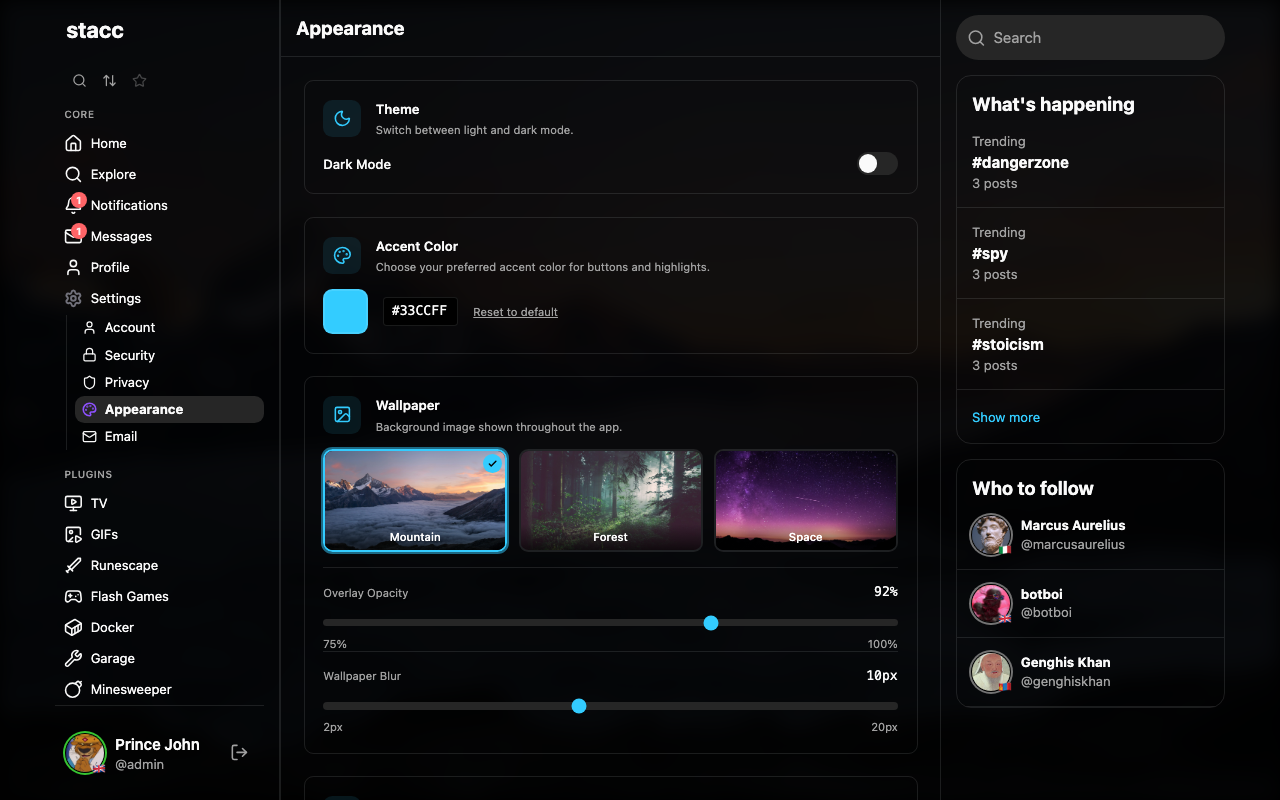 Appearance - Desktop