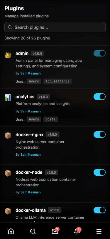 Plugin Management - Mobile